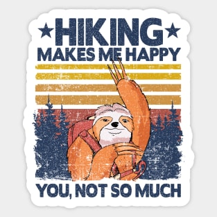 Hiking Makes Me Happy Sloth Vintage Hiker Gift Sticker